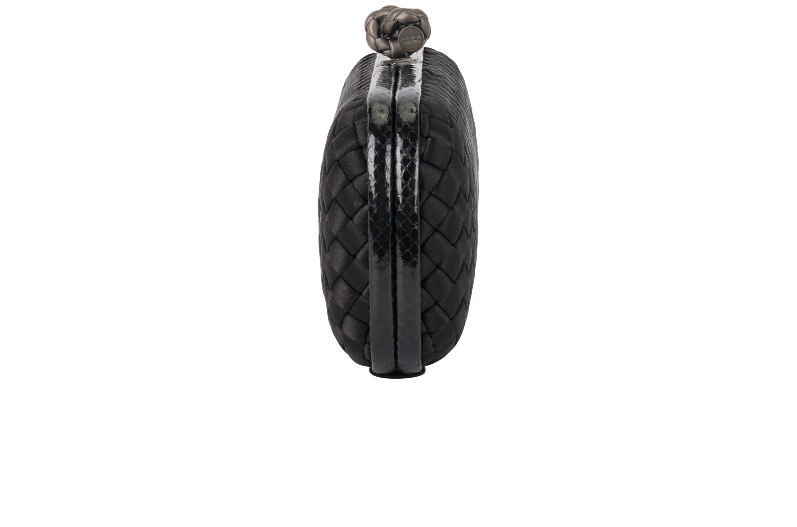 Knot Clutch, &pound;650, Handbags, Black, Satin, Side view